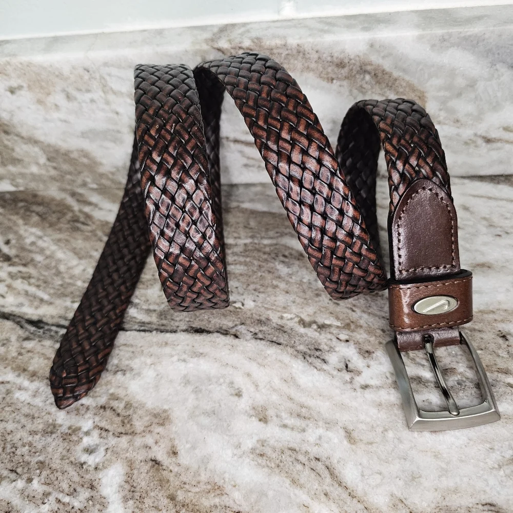 Nike Men's Braided Leather Brown Belt Size 40